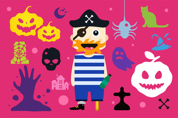 Set of vector halloween costume characters