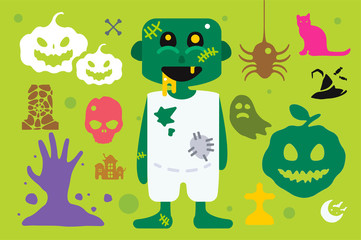 Set of vector halloween costume characters