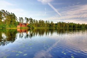 Crédence de cuisine en verre imprimé Lac / étang Soirée d& 39 été près du lac suédois