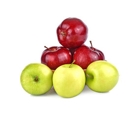 Apples red and  green isolated white background