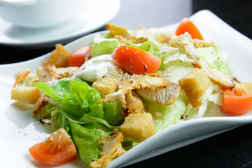 Garden salad with chicken fillet