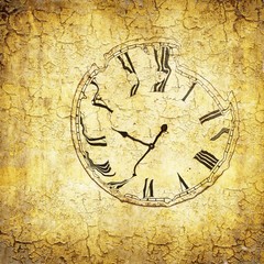 Distorted watch on cracked background