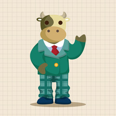 animal cow worker cartoon theme elements
