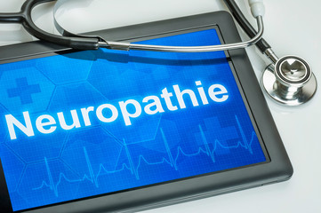 Tablet mit der Diagnose Neuropathie auf dem Display