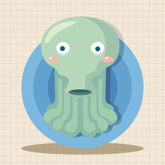 sea animal squid cartoon theme elements