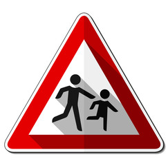 Gefahrzeichen flach &ndash; Kinder (Aufstellung links)