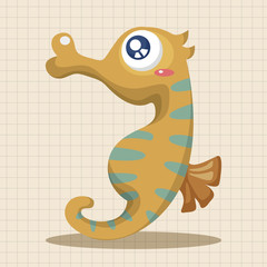 sea animal hippocampus cartoon theme elements