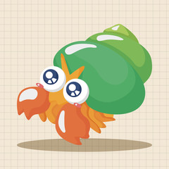 sea animal hermit crab cartoon theme elements