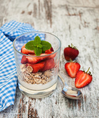 strawberry yogurt with muesli