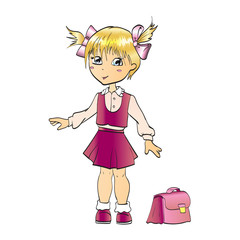 little girl goes to school