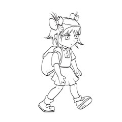 little girl goes to school