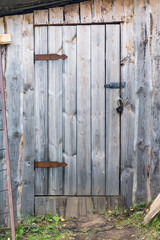 Old wooden door with lock