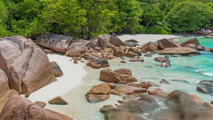 Fototapeta premium Anse Lazio - Paradise beach in Seychelles, island Praslin
