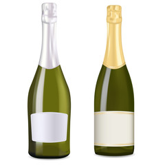 Bottles of sparkling wine, champagne, prosecco. 