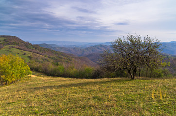 Fototapeta na wymiar Homolje mountains landscape on a sunny autumn day