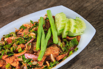 Thai cuisine spicy pork salad