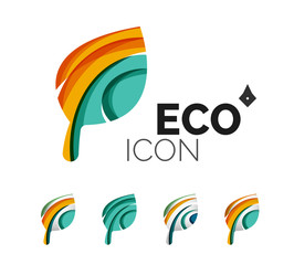 Fototapeta na wymiar Set of abstract eco leaf icons, business logotype nature