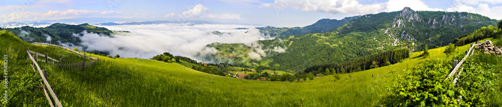 Wall mural Panorama of green slopes in Tara mountain