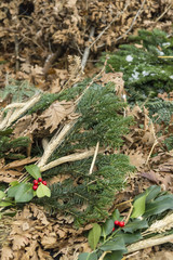 Badnjak - Yule-log, mistletoe, fir branches, wheat, Serbian Christmas