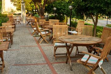 Fototapeta na wymiar cafes on the summer terrace