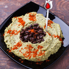 Hummus black bean.selective focus