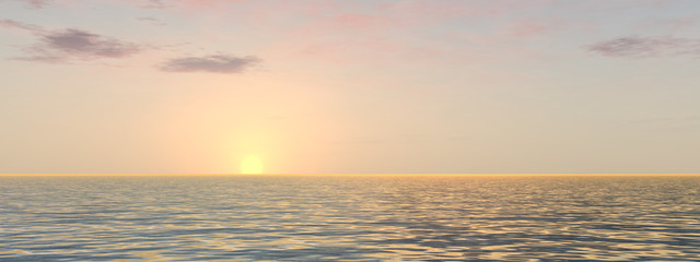 Conceptual sea water and sunset sky banner