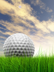 Sunset sky and a golf ball