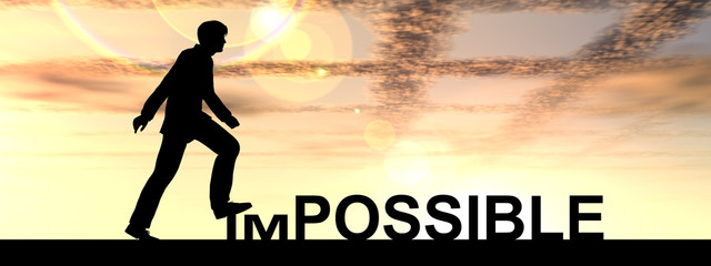 Conceptual impossible concept with a man