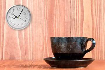 Coffee and wall clock
