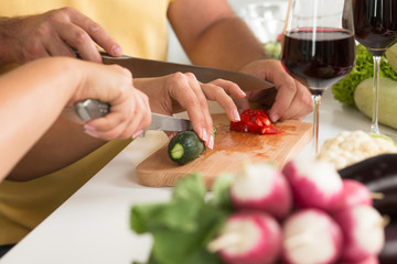 Cooking in the kitchen