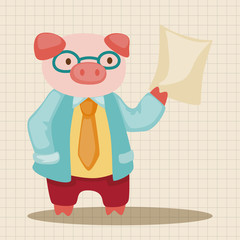 animal pig doctor cartoon theme elements
