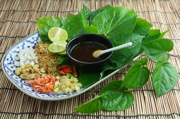 Food wrapped in leaves. Local Cuisine of Thailand. And a herbal diet.