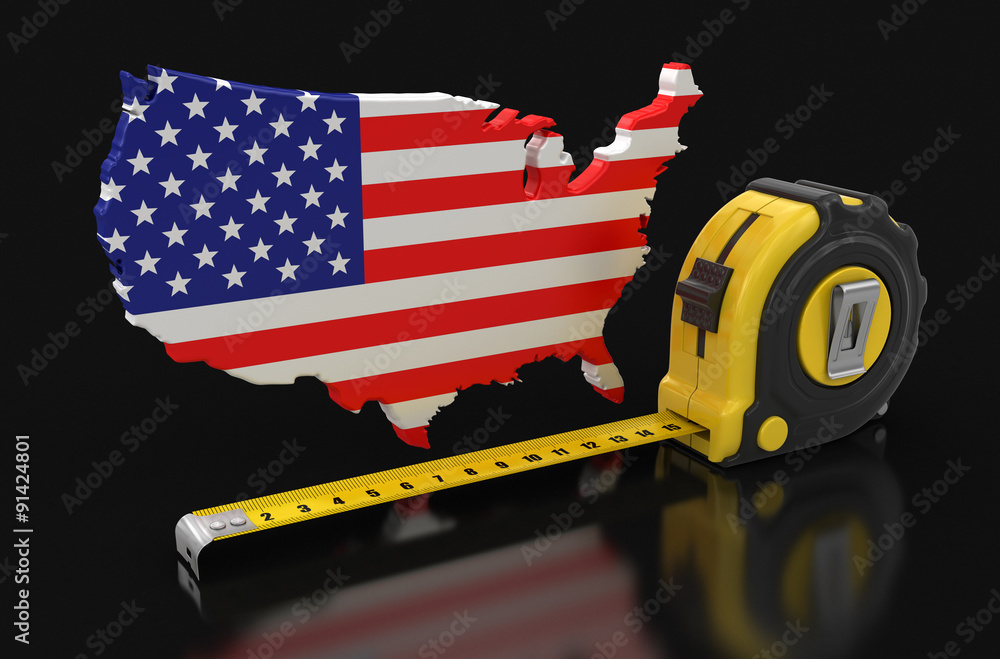 Poster map of usa with ruler (clipping path included)