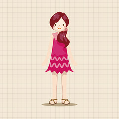 lady girl cartoon theme elements