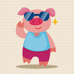 animal summer cartoon theme elements