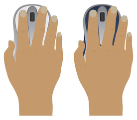 Hand with a computer mouse.