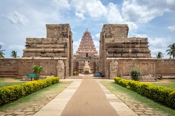 Photo sur Plexiglas Lieu de culte Ancien temple hindou Shiva construit au 11ème siècle dans le Tamil Nadu, Inde