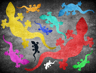 Naklejka premium colored geko high quality digital illustration