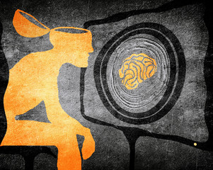 man looking tv washimg brain illustration concept