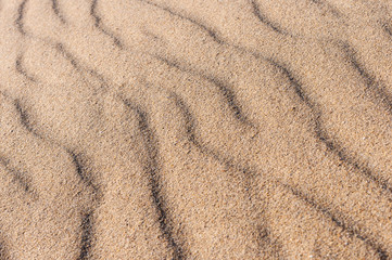 Fototapeta na wymiar closeup Of sand pattern of a beach in the summer