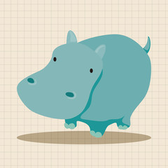 animal hippo cartoon theme elements