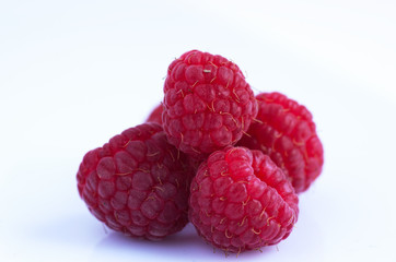 A beautiful selection of freshly picked ripe red raspberries
