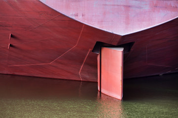 Rudder of a red ship