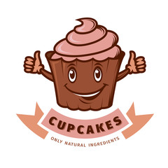 vector emblem cupcake