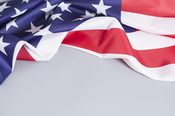 American flag on gray background