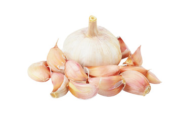 Fresh garlic vegetable, isolated on white background