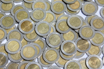 Thai Baht, 10 Baht coins.