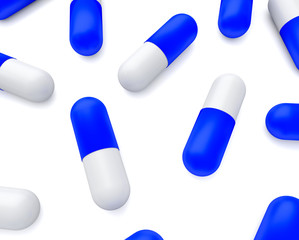 3D illustration of medicine pills (capsules) isolated on white