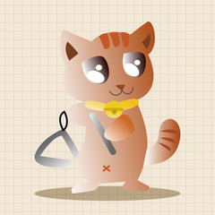 animal cat playing instrument cartoon theme elements
