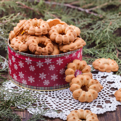 Shortbread at Christmas in a box.selective focus